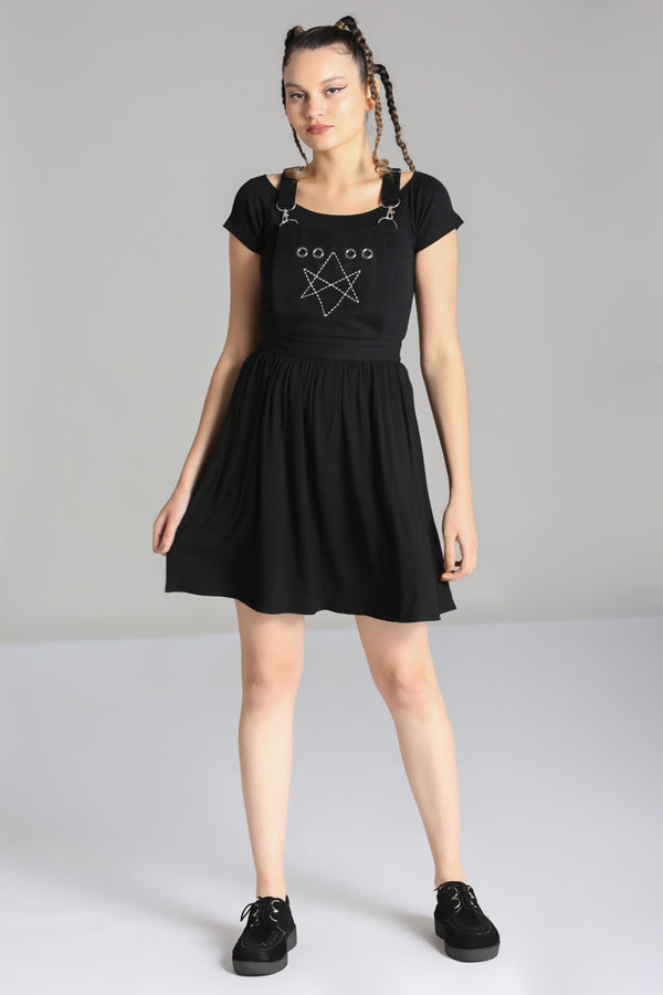 Hell Bunny Destroya Pinafore Dress Black