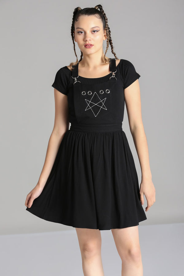 hell bunny Destroya Pinafore Dress Black