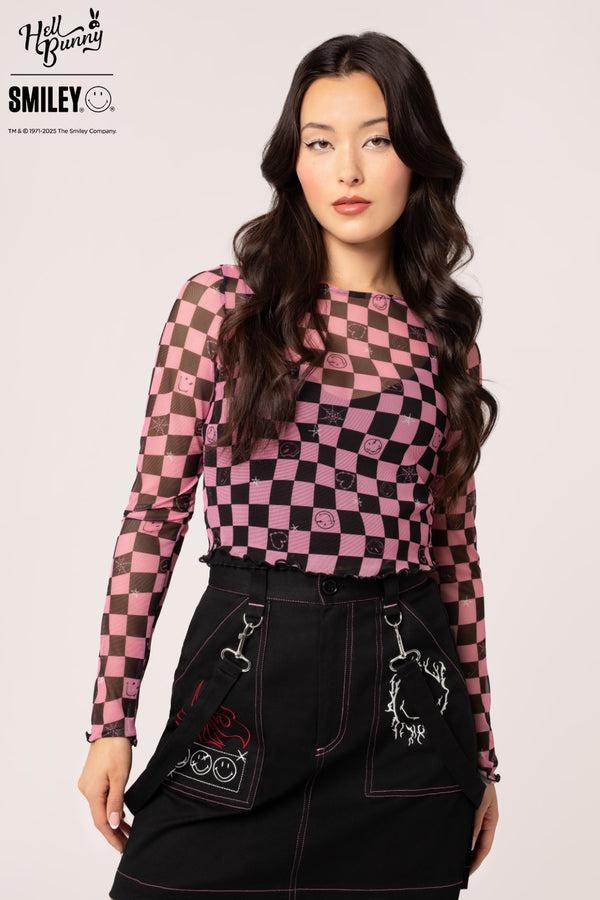 Hell Bunny Distortion Top Black/Pink