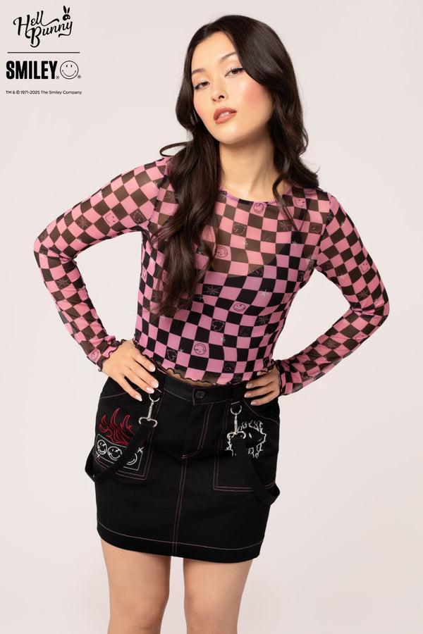 Hell Bunny Distortion Top Black/Pink