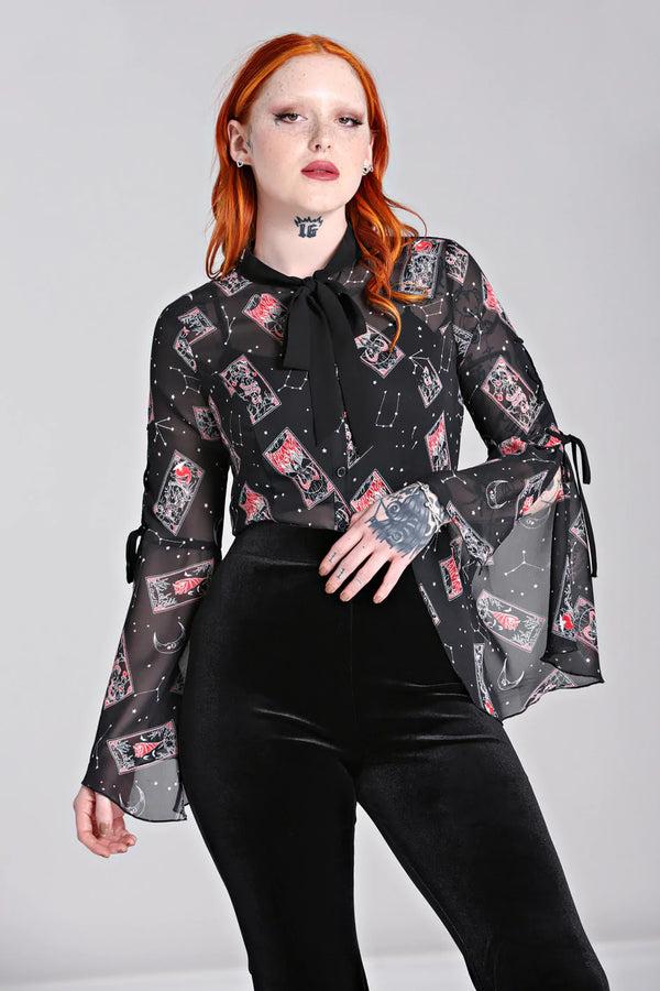 hell bunny Duality blouse Black