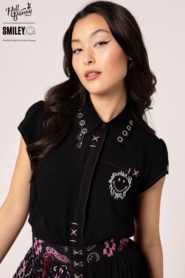 Hell Bunny Dylan Shirt Black