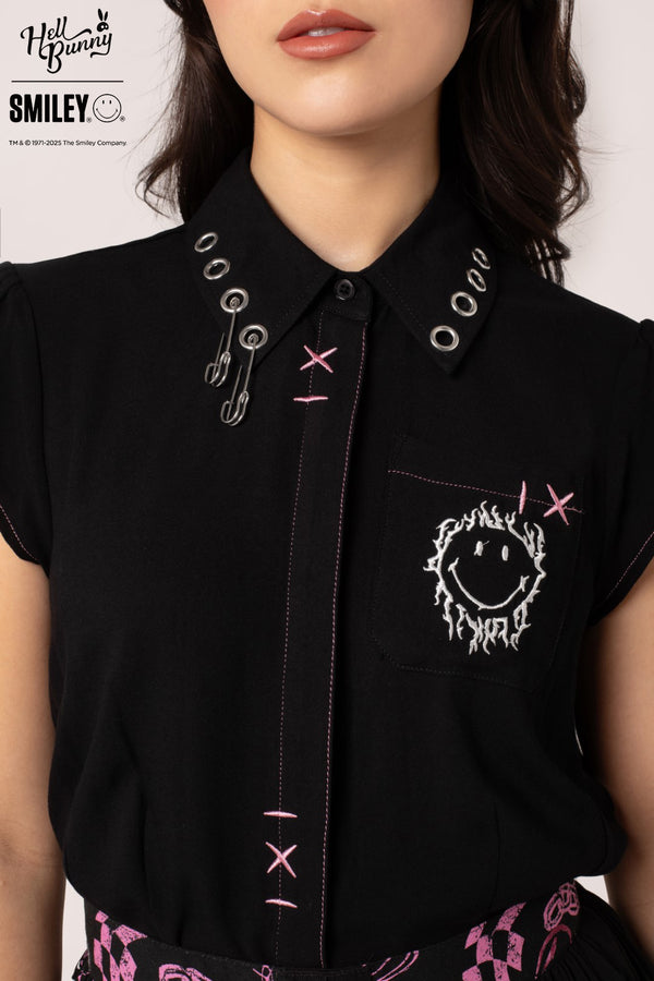 Hell Bunny Dylan Shirt Black