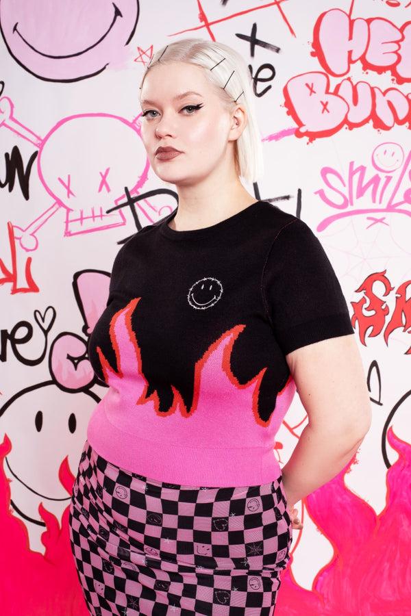 Hell Bunny Dylan Top Black/Pink