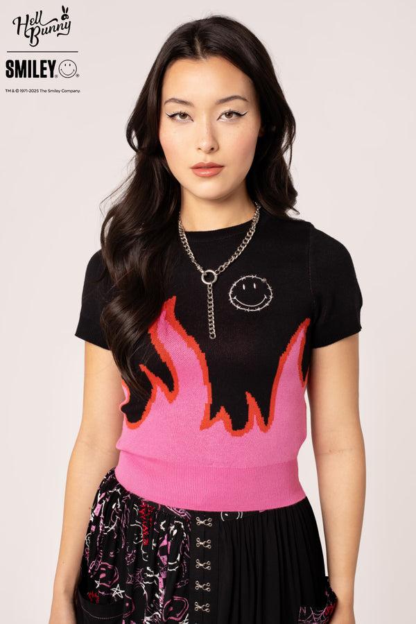 Hell Bunny Dylan Top Black/Pink