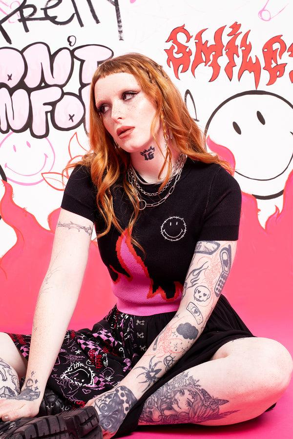 hell bunny Dylan Top Black/Pink