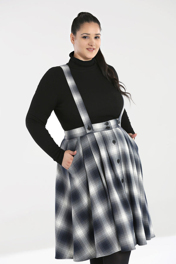 Hell Bunny Eddystone Pinafore Skirt Grey