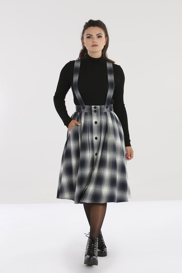 Hell Bunny Eddystone Pinafore Skirt Grey