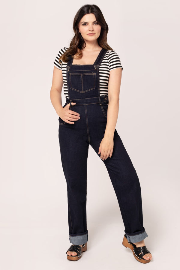 Hell Bunny Elly May Denim Dungarees Navy