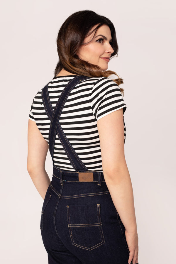 Hell Bunny Elly May Denim Dungarees Navy