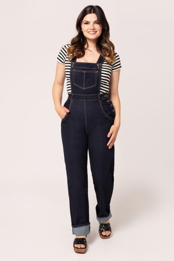 hell bunny Elly May Denim Dungarees Navy