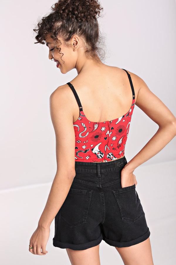 Hell Bunny Emmylou Crop Top Red