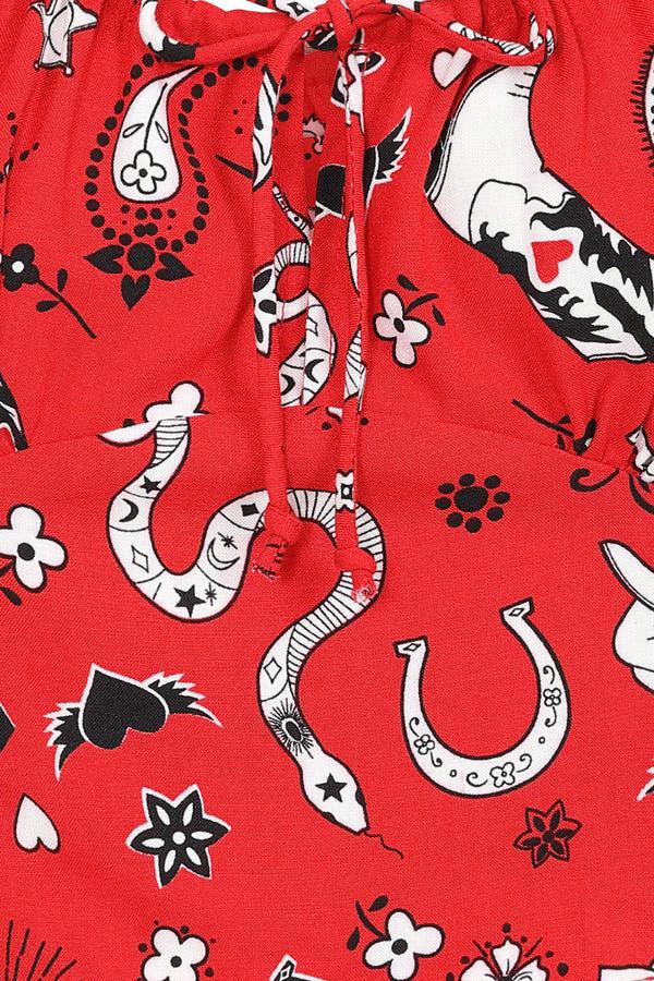 Hell Bunny Emmylou Crop Top Red