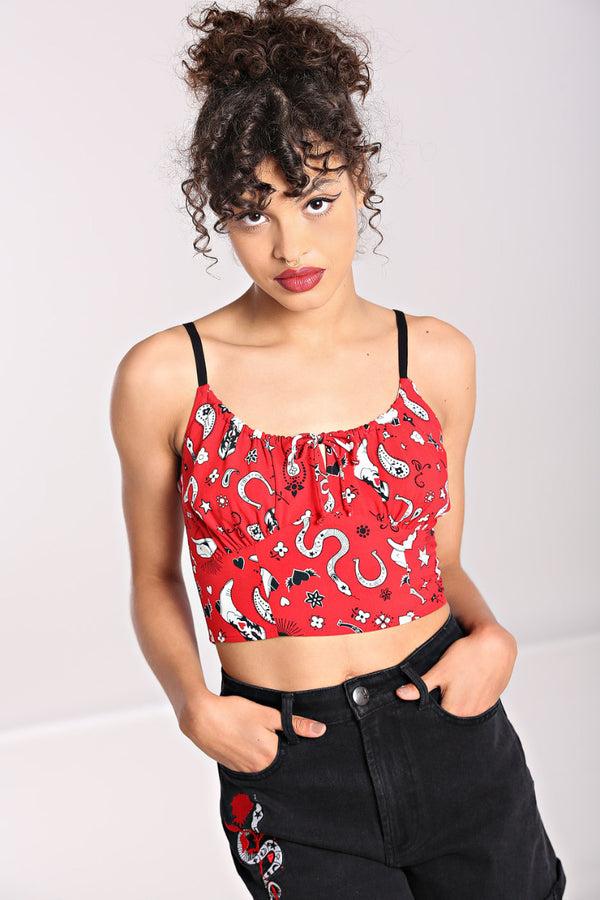 hell bunny Emmylou Crop Top Red