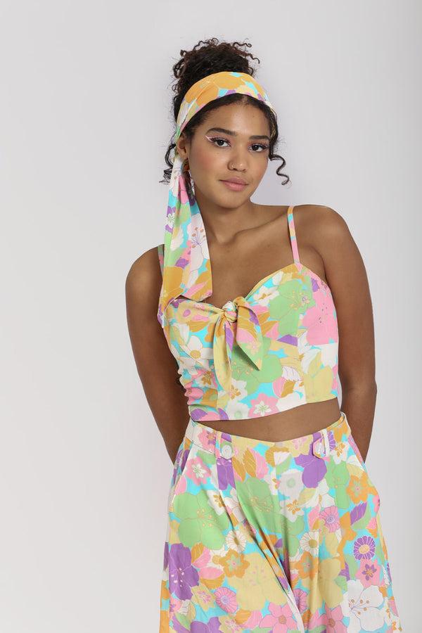 Hell Bunny Florette Crop Top Multi Colour