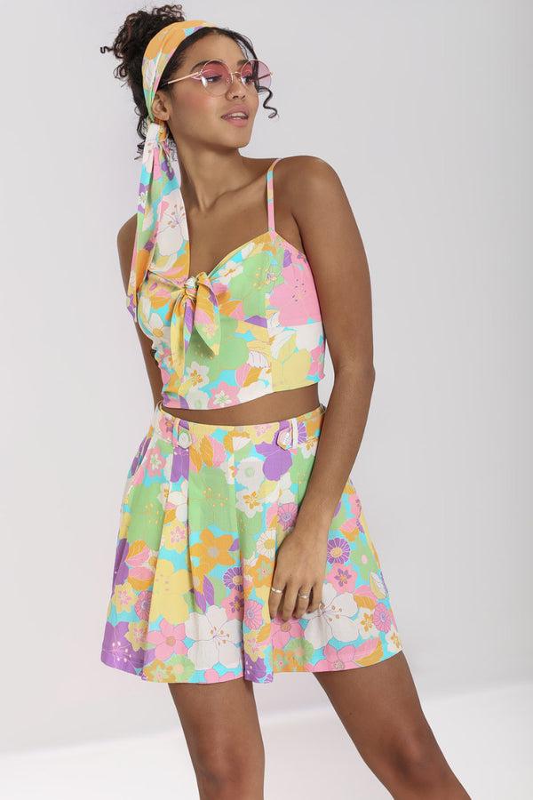 Hell Bunny Florette Crop Top Multi Colour