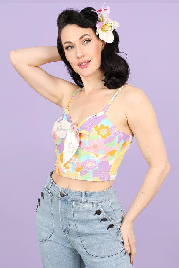 hell bunny Florette Crop Top Multi Colour