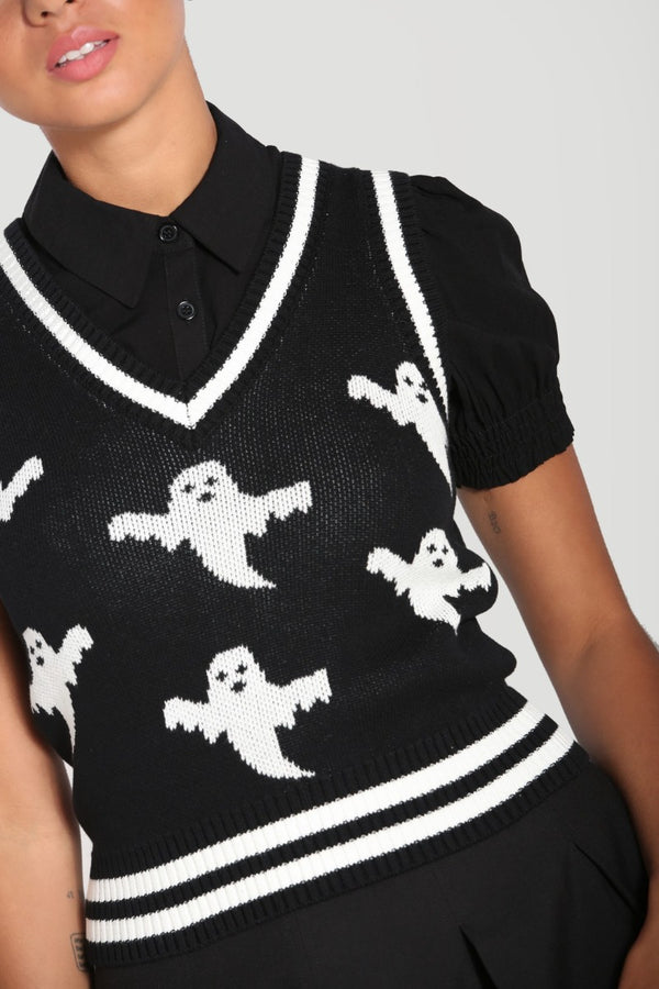 Hell Bunny Ghost Vest Top Black