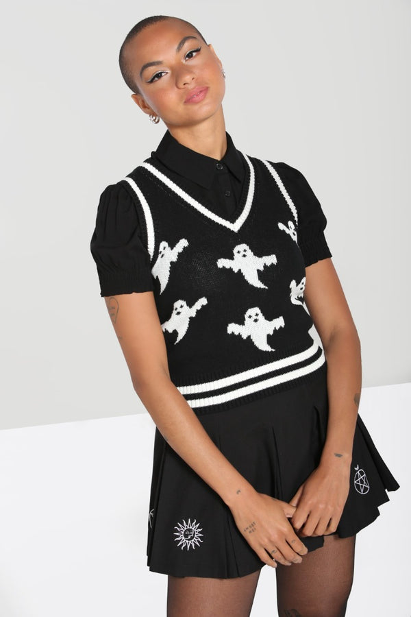 hell bunny Ghost Vest Top Black