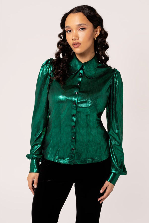 Hell Bunny Gigi Blouse Green