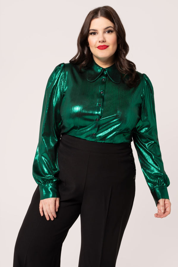 Hell Bunny Gigi Blouse Green