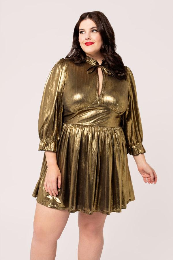 Hell Bunny Gigi Mini Dress Gold