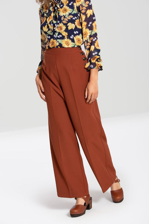 hell bunny Ginger Swing Trousers Brown Brown