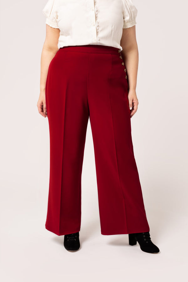 Hell Bunny Ginger Swing Trousers Dark Green