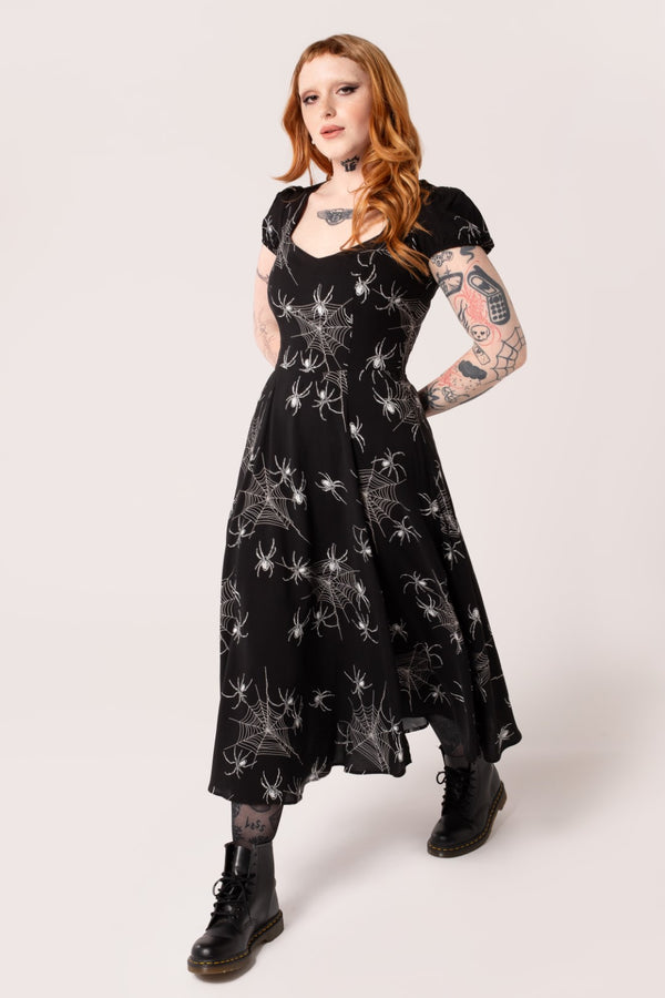 Hell Bunny Grungy Spider Dress Black