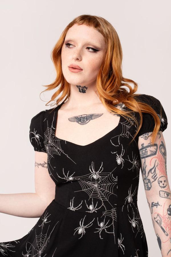 Hell Bunny Grungy Spider Dress Black