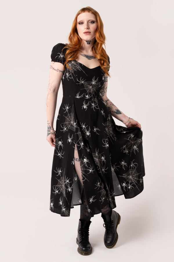 hell bunny Grungy Spider Dress Black