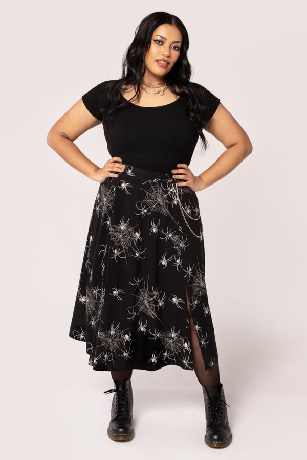 Hell Bunny Grungy Spider Skirt Black