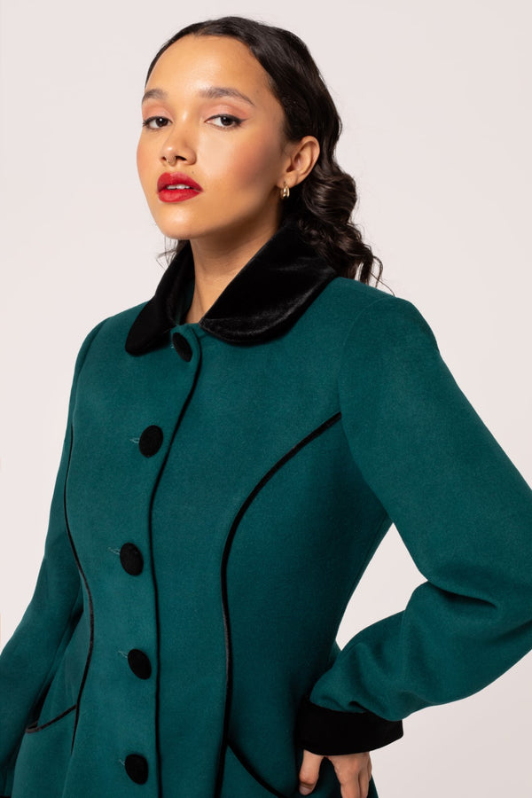 Hell Bunny Harper Coat Green