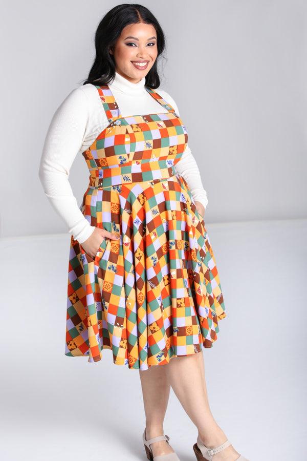 Hell Bunny Hawthorn Pinafore Dress Multi Colour