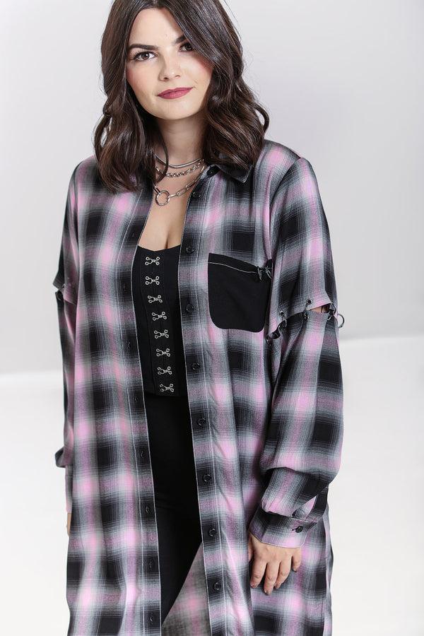 Hell Bunny Hayley Shirt Dress Pink