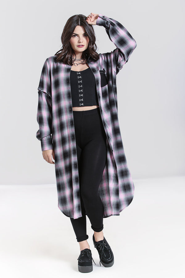 Hell Bunny Hayley Shirt Dress Pink