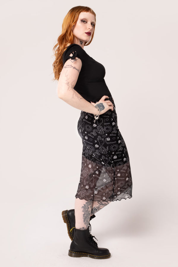 Hell Bunny Hello Goodbye Mesh Skirt Black