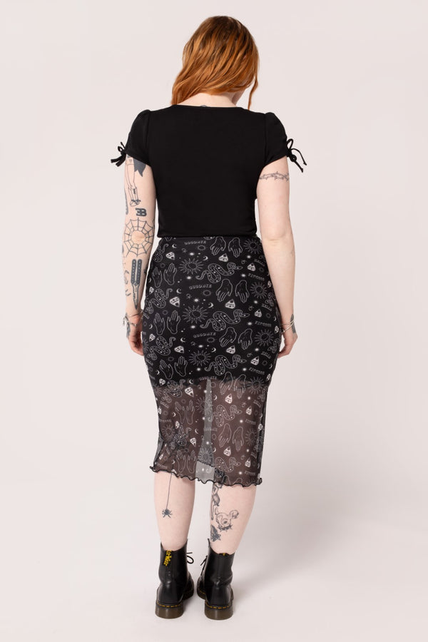 Hell Bunny Hello Goodbye Mesh Skirt Black