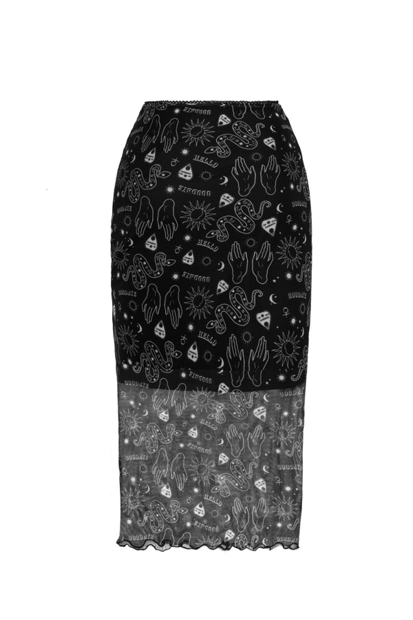 Hell Bunny Hello Goodbye Mesh Skirt Black