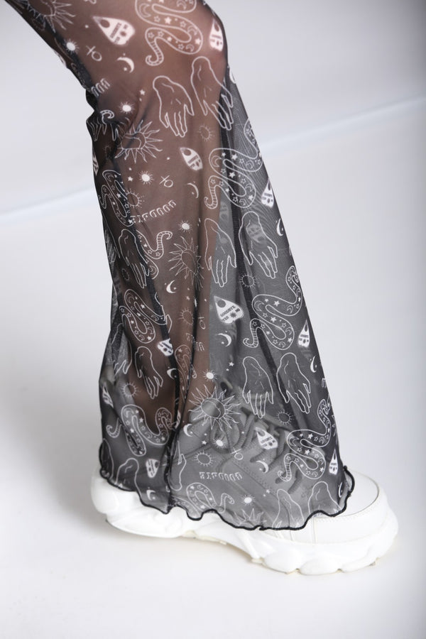 Hell Bunny Hello Goodbye Mesh Trousers Black