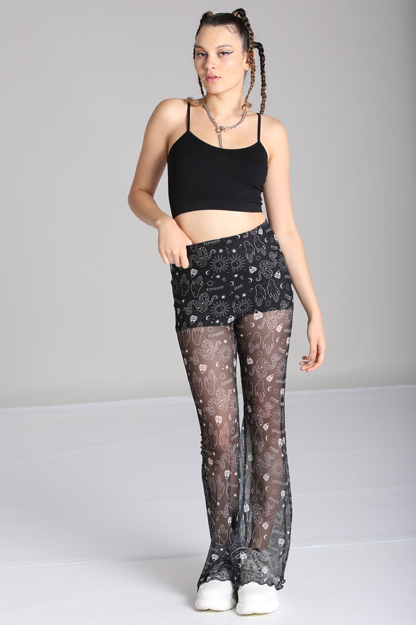Hell Bunny Hello Goodbye Mesh Trousers Black