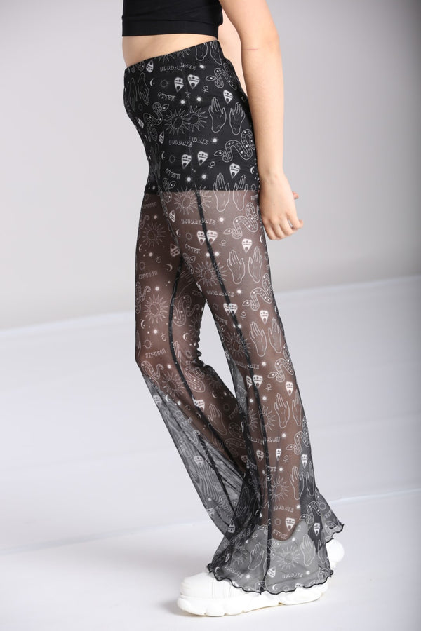 hell bunny Hello Goodbye Mesh Trousers Black