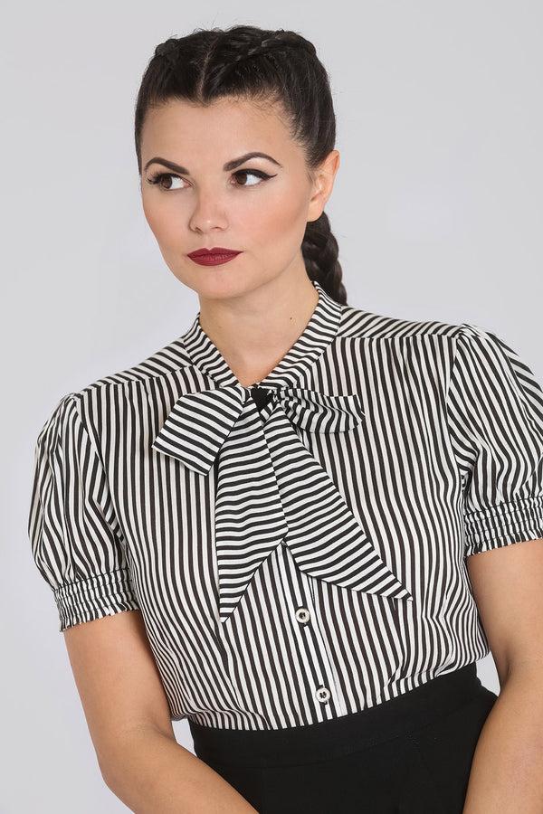 hell bunny Humbug Blouse Black / White