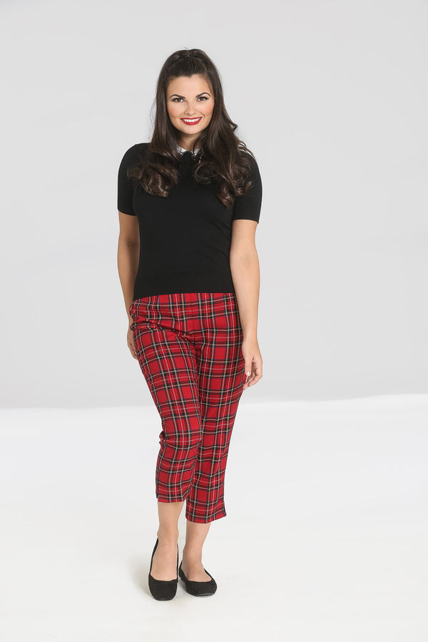 Hell Bunny Irvine Cigarette Trousers Red