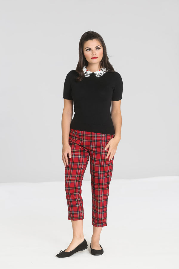 Hell Bunny Irvine Cigarette Trousers Red