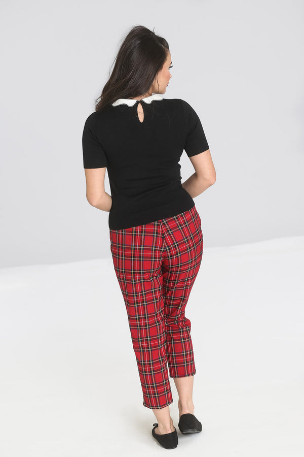 Hell Bunny Irvine Cigarette Trousers Red