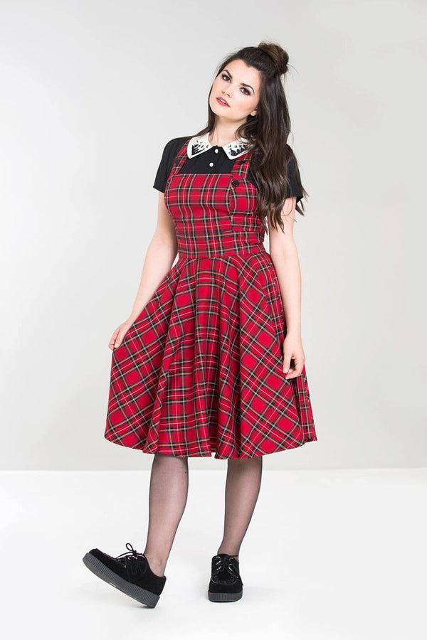 Hell Bunny Irvine Pinafore Dress Red