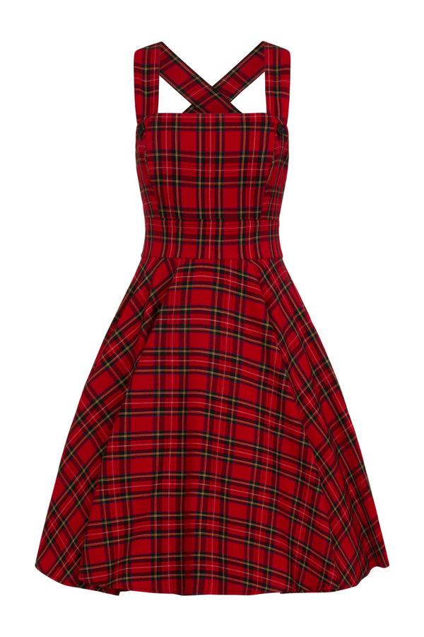 Hell Bunny Irvine Pinafore Dress Red