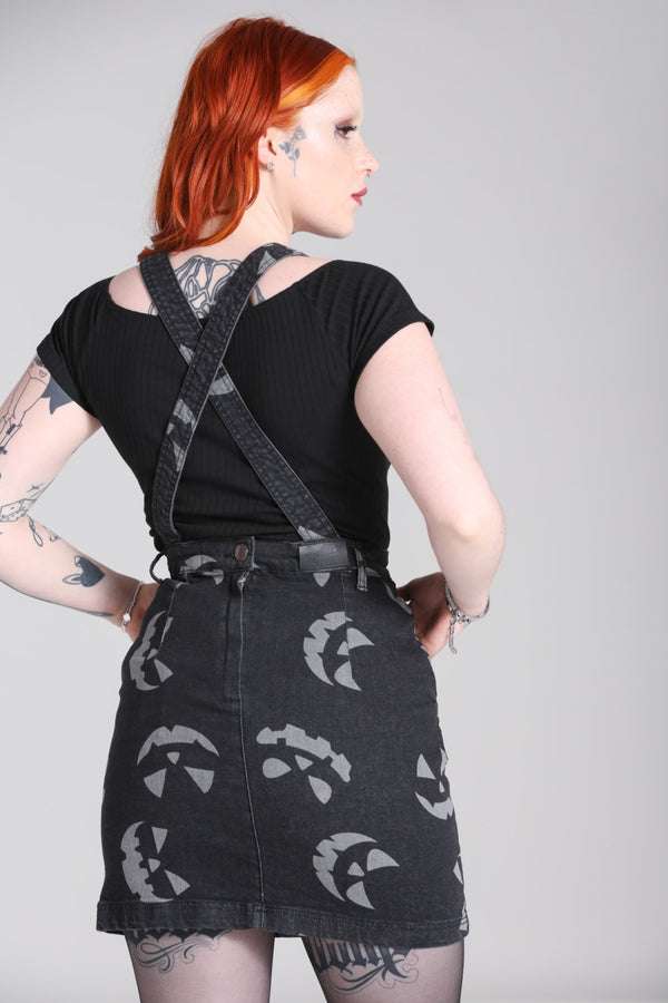 Hell Bunny Jack-O-Lantern Pinafore Dress Black