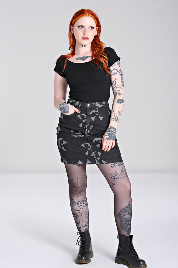 Hell Bunny Jack-O-Lantern Skirt Black